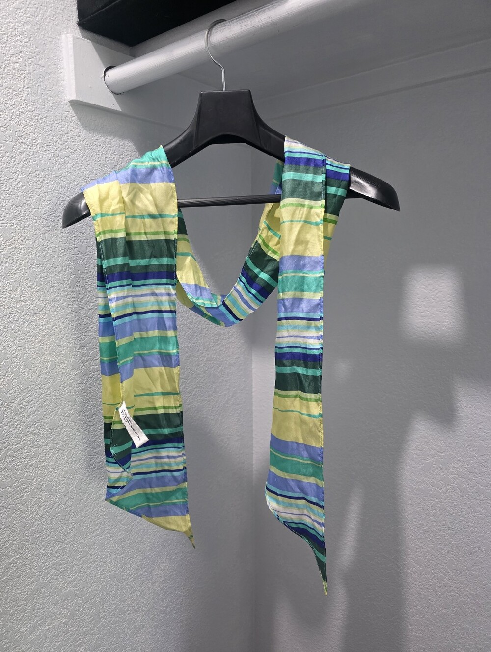 Blue And Green Striped Silk Scarf